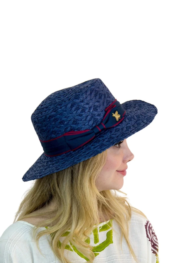 Kelebek armalı şerit hasır şapka 1430 - Resim 2