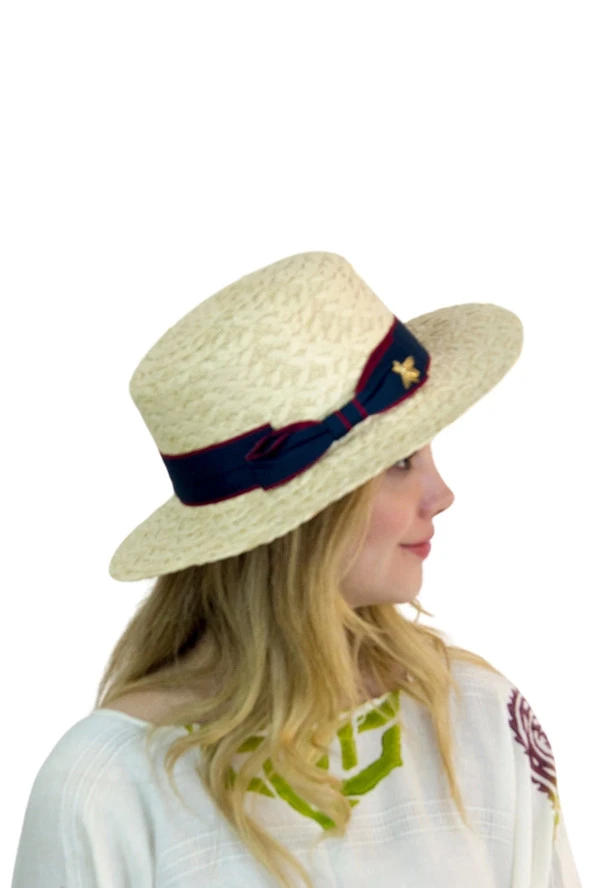 Kelebek armalı şerit hasır şapka 1430 - Resim 6