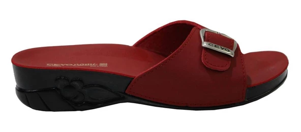 Ceyo Flora-6 Kırmızı Ortapedik Bayan Terlik & Sandalet - Resim 2