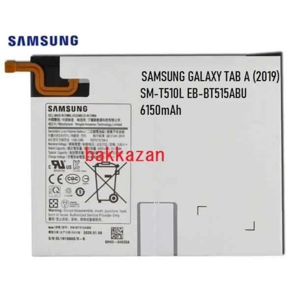 Axya Samsung Galaxy Tab A 2019 Eb-Bt515Abu Batarya Pil Orjinal Uyumlu