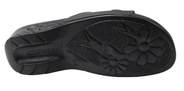 Ceyo Flora-6 Siyah Ortapedik Bayan Terlik & Sandalet - Resim 5