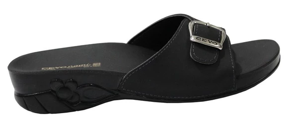 Ceyo Flora-6 Siyah Ortapedik Bayan Terlik & Sandalet - Resim 2