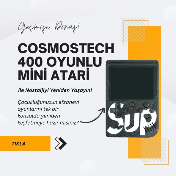 Cosmostech Sup Game Box Plus 400 Oyunlu Taşınabilir Mario Oyunlu Retro El Atarisi Beyaz - 4