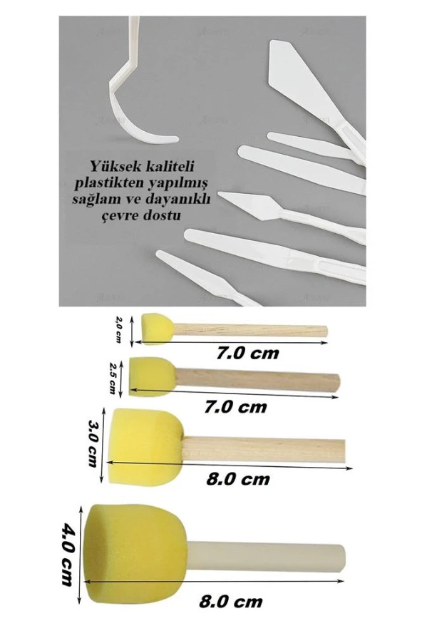 Palet Rulo Fırça Ponpon Resim Fırçası ve Plastik Spatula 1 Paket Resim Hobi Sanat Etkinlik Resim Paleti - Resim 3