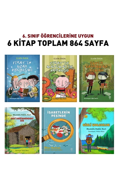 6. Sınıflara Özel Okuma Kitapları 6 Kitap 864 Sayfa