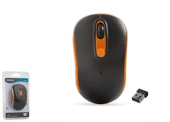 Everest SM-804 Usb Siyah/Turuncu 800/1200/1600dpi Kablosuz Mouse