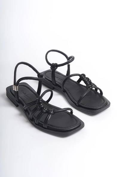 MİA026-1510 Günlük Kadın Siyah Tatil Sandaleti - Resim 3