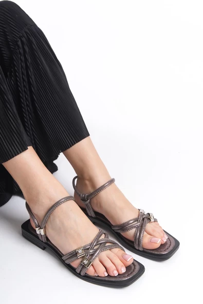 MİA026-1502 Günlük Kadın Siyah Sim Tatil Sandaleti - Resim 5