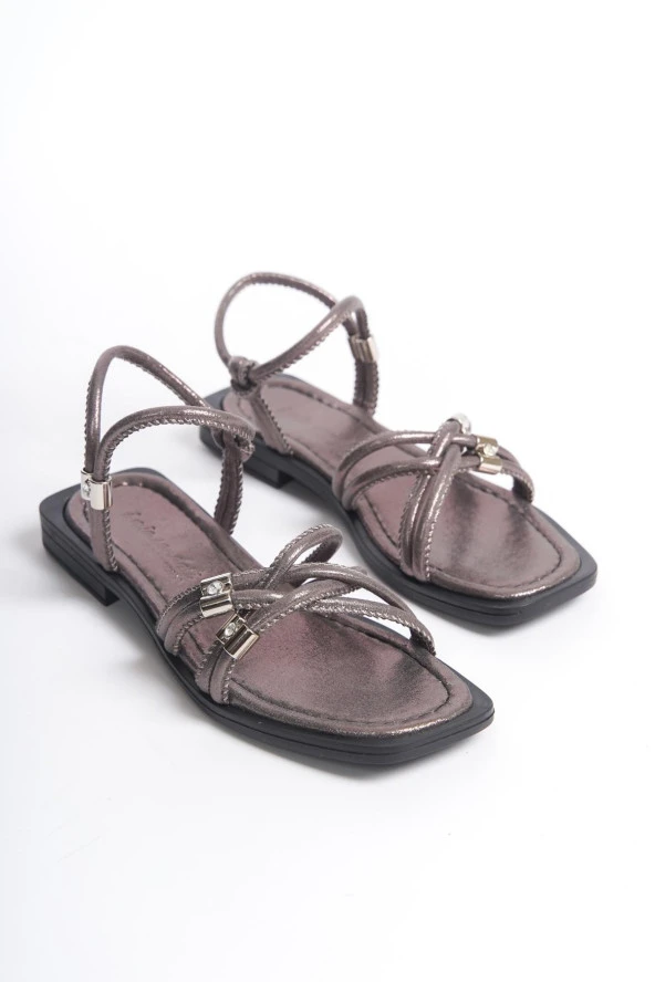 MİA026-1502 Günlük Kadın Platin Tatil Sandaleti - Resim 6