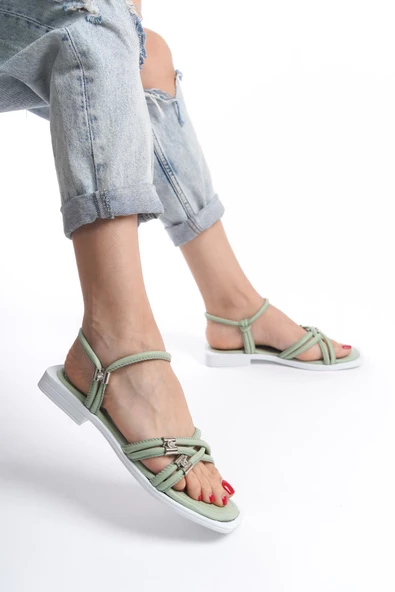 MİA026-1502 Günlük Kadın Yeşil Tatil Sandaleti - Resim 2