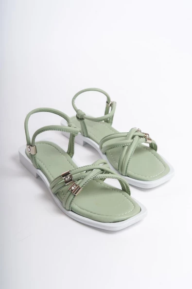 MİA026-1502 Günlük Kadın Yeşil Tatil Sandaleti - Resim 3