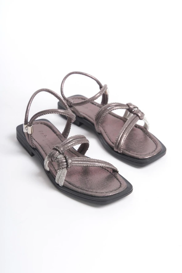 MİA026-1501 Günlük Kadın Platin Tatil Sandaleti - Resim 3