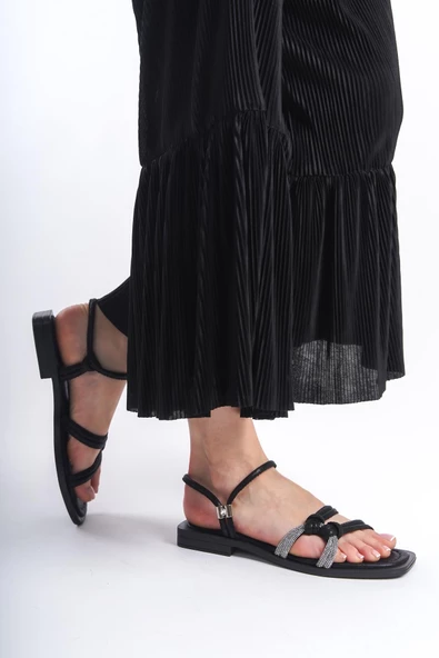 MİA026-1501 Günlük Kadın Siyah Sim Tatil Sandaleti - Resim 6