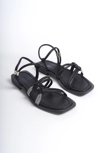 MİA026-1501 Günlük Kadın Siyah Sim Tatil Sandaleti - Resim 3