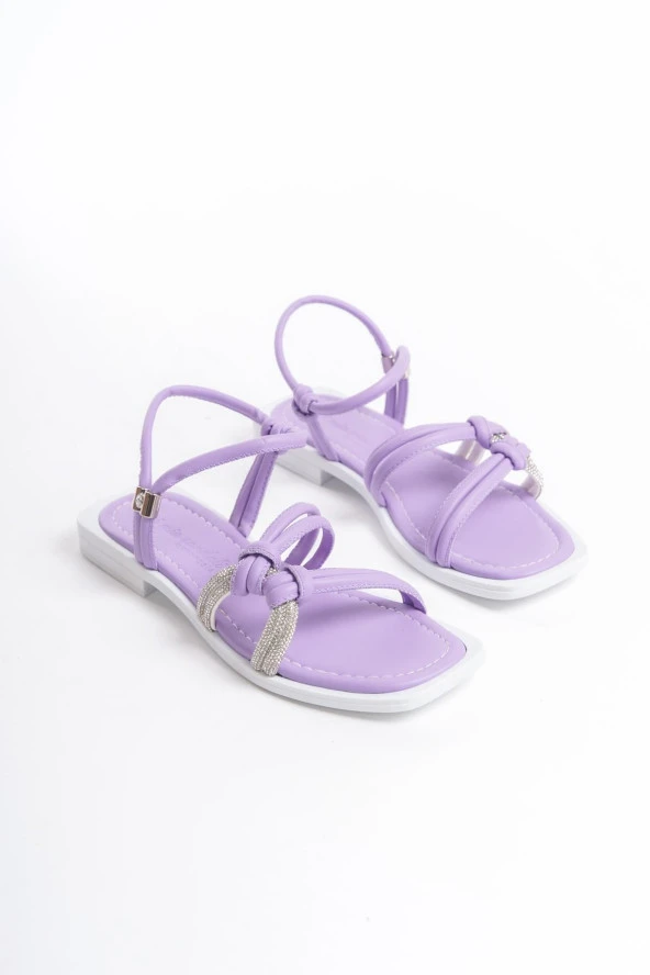 MİA026-1501 Günlük Kadın Mor Tatil Sandaleti - Resim 2