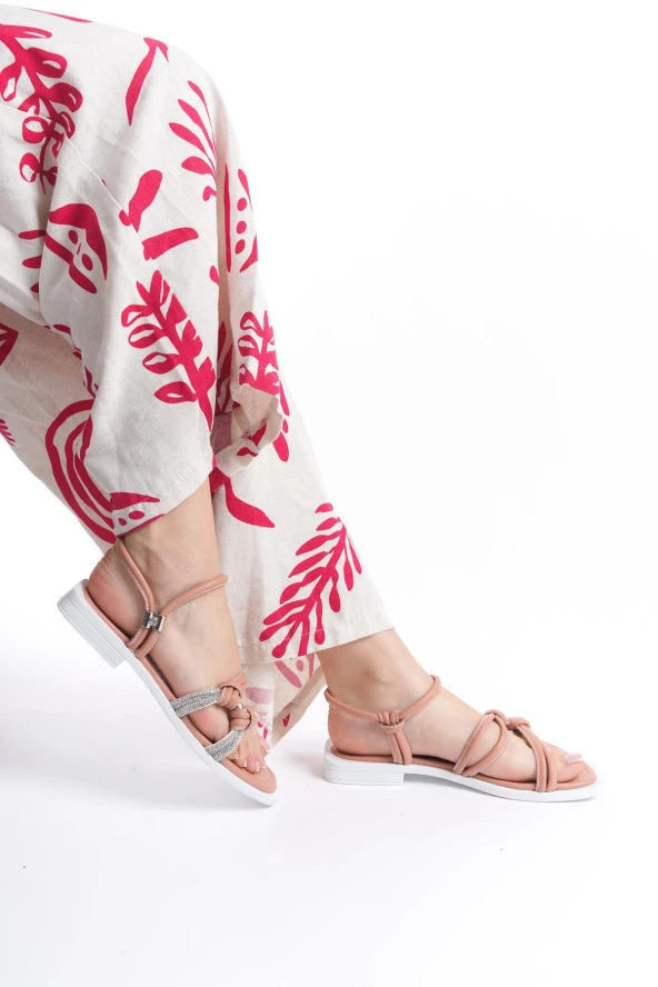 MİA026-1501 Günlük Kadın Somon Tatil Sandaleti - Resim 3