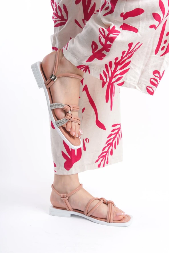 MİA026-1501 Günlük Kadın Somon Tatil Sandaleti - Resim 5