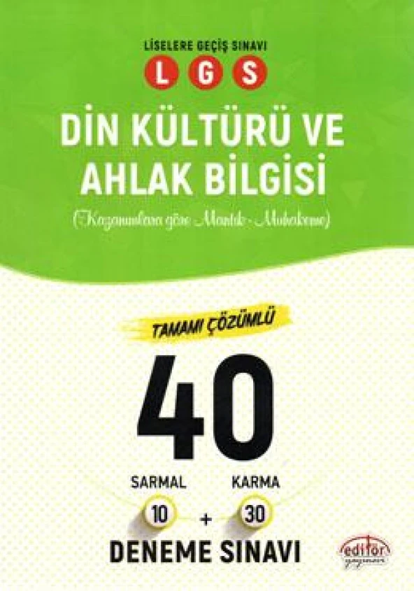 EDİTÖR LGS DİN KÜLTÜRÜ 40 LI DENEME SINAVI