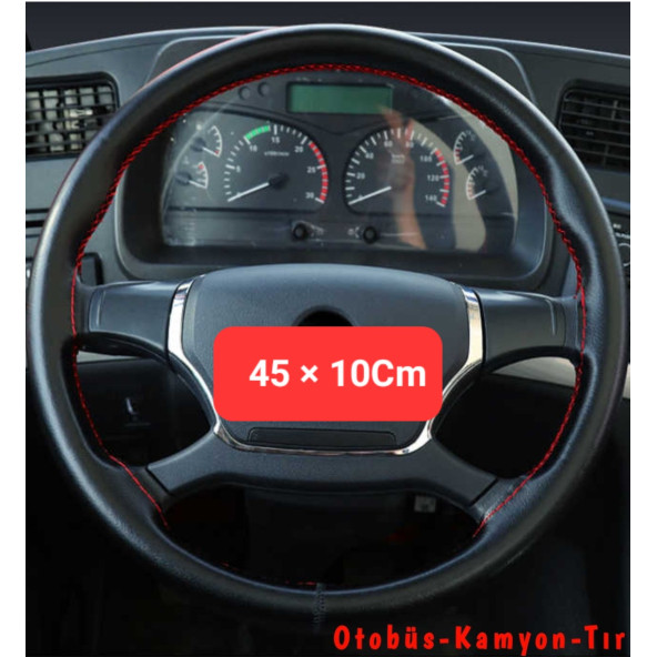 Universal Kamyon Tır Otobüs Dikmeli Direksiyon Kılıfı Soft Kırmızı İpli 45-10Cm - Resim 2