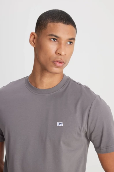 Lee L60UFQ003 Antrasit Erkek Regular Fit Bisiklet Yaka Normal Kesim Lee Logolu Tşört - 4