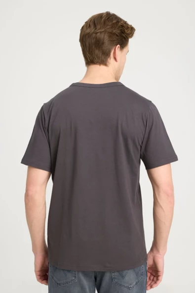 Wrangler W241575003 Antrasit Erkek Regular Fit Normal Kesim Bisiklet Yaka %100 Pamuk Tşört - 5