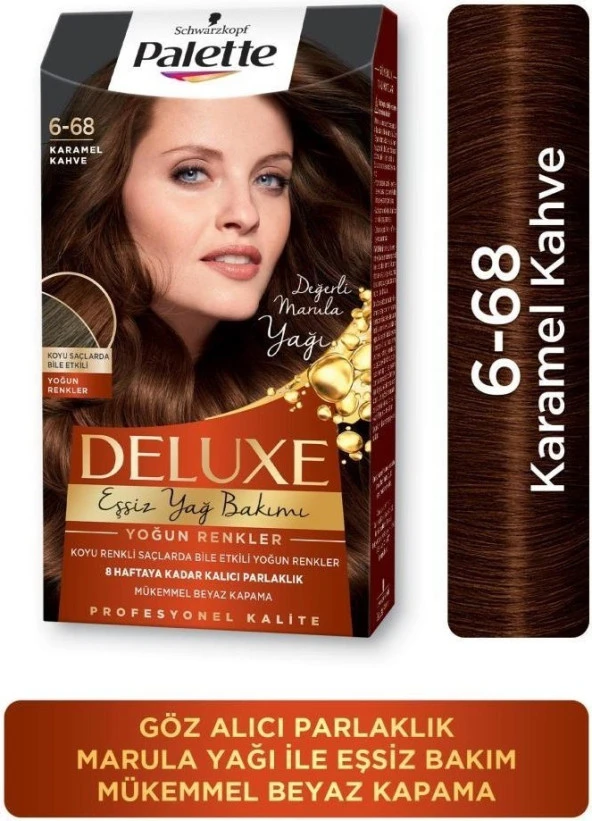 Palette Deluxe Yoğun Renkler 6-68 Karamel Kahve Saç Boyası