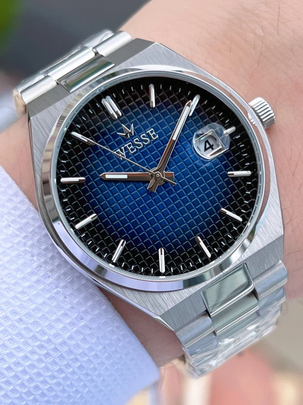 Wesse Çelik Kordon Takvimli Kadran Kararma Renk Atma Yapmaz 5 Atm Erkek Kol Saati EWWG209507 ürün görseli