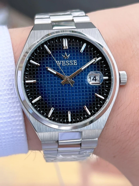 Wesse Çelik Kordon Takvimli Kadran Kararma Renk Atma Yapmaz 5 Atm Erkek Kol Saati EWWG209507 - Resim 4