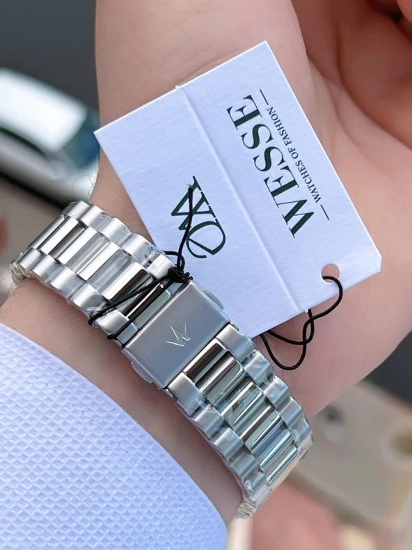 Wesse Çelik Kordon Takvimli Kadran Kararma Renk Atma Yapmaz 5 Atm Erkek Kol Saati EWWG209507 - Resim 5