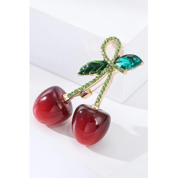 Natural Kiraz Broş Yaka İğnesi - Resim 2