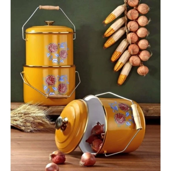 BONERA EMAYE BAĞRAÇ 3LÜ SET 6 PARÇA 14CM 16CM 18 CM - 2