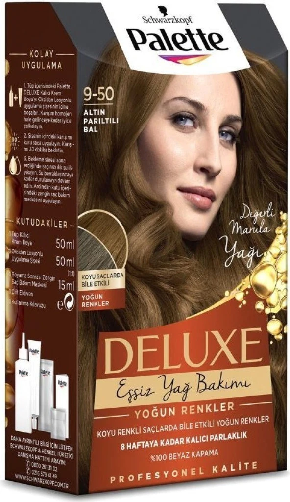 Palette Deluxe Yoğun Renkler 9-50 Altın Parıltılı Bal Saç Boyası - Resim 2