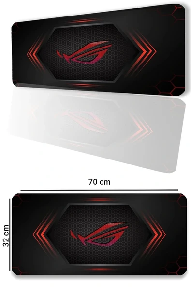 SonicTouch Asus ROG Republic OF Gamers Kırmızı Kaymaz Gaming Oyuncu Masaüstü Dikişsiz Klavye Mouse Pad 32x70Cm ürün görseli