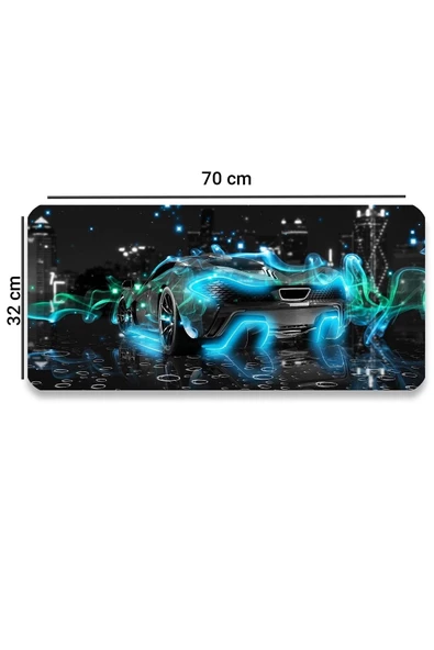 SonicTouch Mclaren P1 Fantasy Fütüristik Kaymaz Gaming Oyuncu Masaüstü Dikişsiz Klavye Mouse Pad 32x70Cm - 2