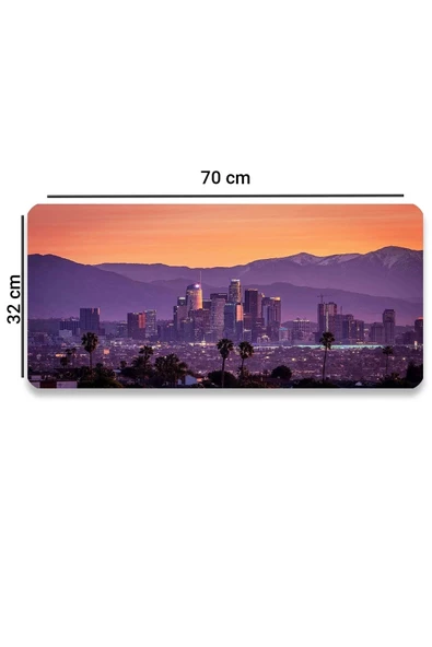 SonicTouch Metropol Gün Batımı Temalı Kaymaz Gaming Oyuncu Masaüstü Dikişsiz Klavye Mouse Pad 32x70Cm - 2