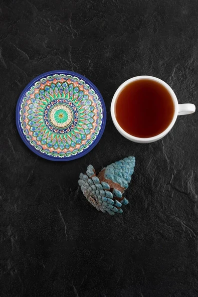 Valerine Life Özbek Papatya Desenli Yıkanabilir Kaydırmaz Ofis Çay ve Fincan Bardak Altlığı 10x10cm 6 Adet ürün görseli