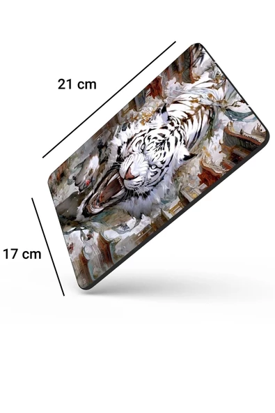 SonicTouch Çin Beyaz Kaplanı (White Tigger) Kaydırmaz Gaming Oyuncu Dikişsiz Mouse Pad/Ped 17x21cm - 2