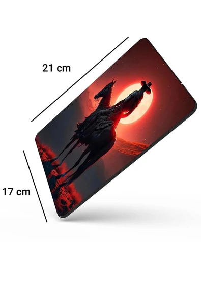 SonicTouch Gün Batımı Kovboy Temalı Kaydırmaz Gaming Oyuncu Dikişsiz Siyah Mouse Pad/Ped 17x21cm - 2