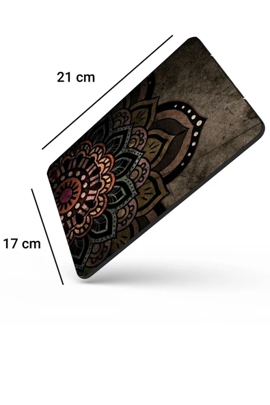 SonicTouch Mandala Desenli Kahverengi Çiçekli Kaydırmaz Gaming Oyuncu Dikişsiz Mouse Pad/Ped 17x21cm - 2