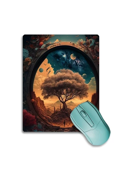 SonicTouch Hinora Hayat Ağacı Kaydırmaz Gaming Oyuncu Dikişsiz Mavi Turuncu Mouse Pad/Ped 17x21cm