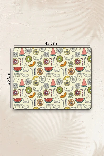 MAtGo School Meyve Partisi Krem Sıvı Geçirmez Beslenme Matı Kaymaz Yıkanabilir Okul Yemek Pad 35x45cm - Resim 3