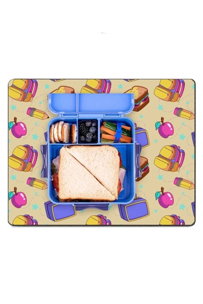 MAtGo School Sandviç, Elma Temalı Sıvı Geçirmez Beslenme Matı Kaymaz Yıkanabilir Okul Yemek Pad 35x45cm ürün görseli