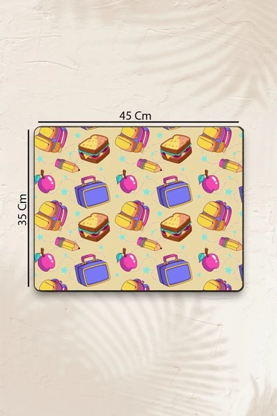 MAtGo School Sandviç, Elma Temalı Sıvı Geçirmez Beslenme Matı Kaymaz Yıkanabilir Okul Yemek Pad 35x45cm - Resim 3
