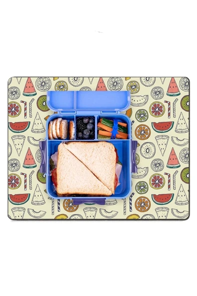 MAtGo School Meyve Partisi Krem Sıvı Geçirmez Beslenme Matı Kaymaz Yıkanabilir Okul Yemek Pad 35x45cm ürün görseli