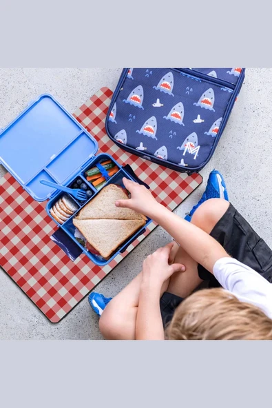 MAtGo School Kırmızı Pöti Kareli Sıvı Geçirmez Beslenme Matı Kaymaz Yıkanabilir Okul Yemek Pad 35x45cm - 2