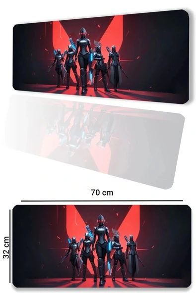SonicTouch V-Team Kaymaz Gaming Oyuncu Masaüstü Dikişsiz Kırmızı Siyah Klavye Mouse Pad 32x70Cm ürün görseli
