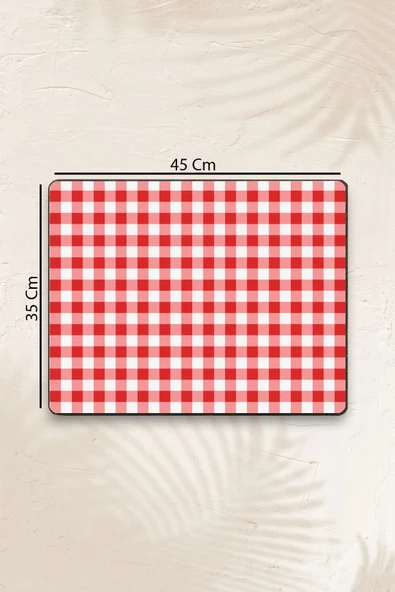MAtGo School Kırmızı Pöti Kareli Sıvı Geçirmez Beslenme Matı Kaymaz Yıkanabilir Okul Yemek Pad 35x45cm - 3