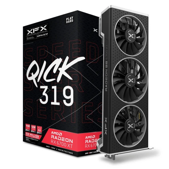 XFX Radeon RX6700XT Speedster QICK 319 Black 12GB GDDR6 192Bit HDMI/DP Ekran Kartı