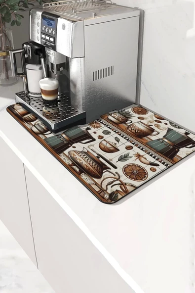 Valerine Life Kahve Makinesi Matı Su Geçirmez Kaymaz Yıkanabilir Çaycı, Çay Espresso Makinesi Pad 35x45cm 27240105