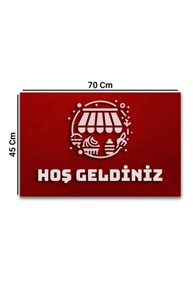 Valerine Life Pastahane Pastacı Mercan Kırmızı Hoş Geldiniz Kapı Önü Paspası 45x70cm - 2